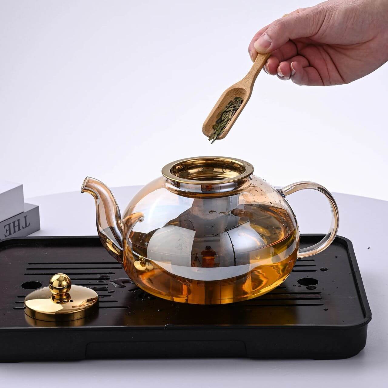 Glass Teapot with Strainer and Tea Cups - CADIEL