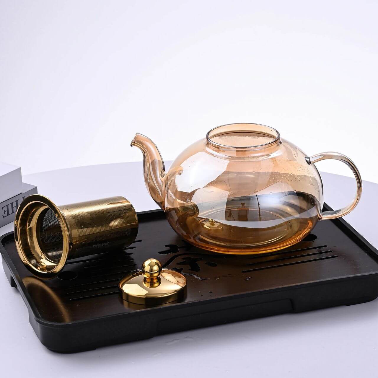 Glass Teapot with Strainer and Tea Cups - CADIEL