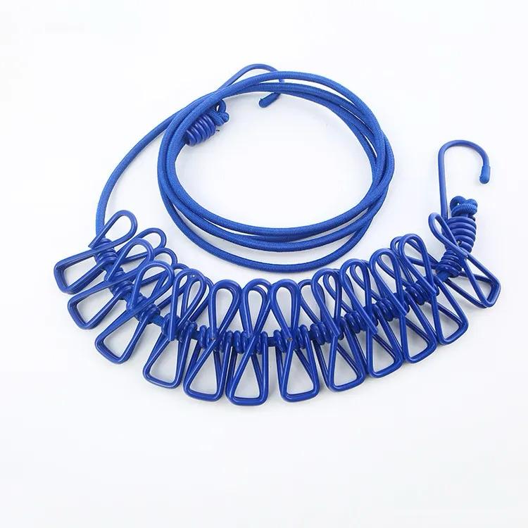 Clothesline Stretchable Drying Rope with Twelve Clips - CADIEL