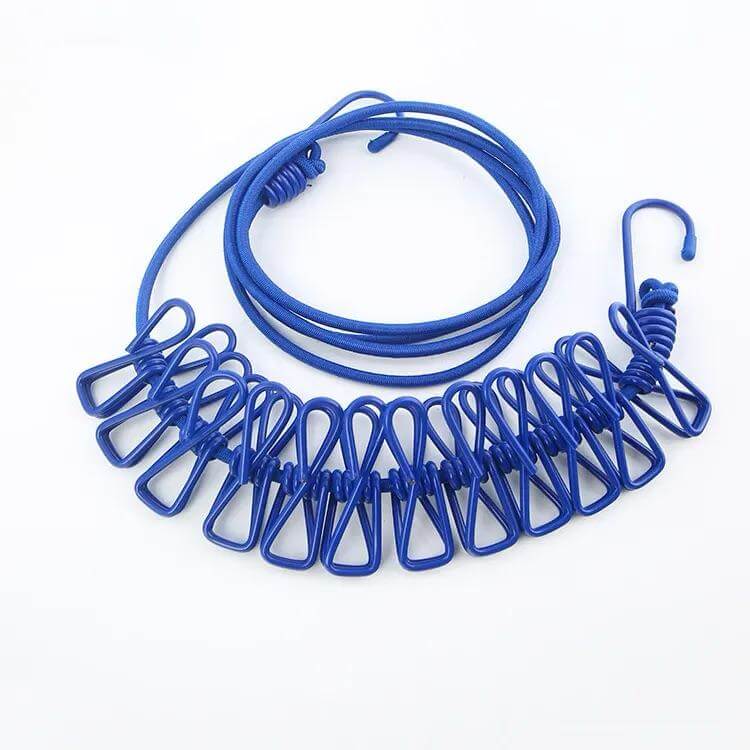 Clothesline Stretchable Drying Rope with Twelve Clips - CADIEL