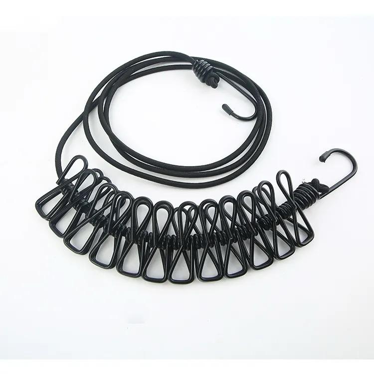 Clothesline Stretchable Drying Rope with Twelve Clips - CADIEL