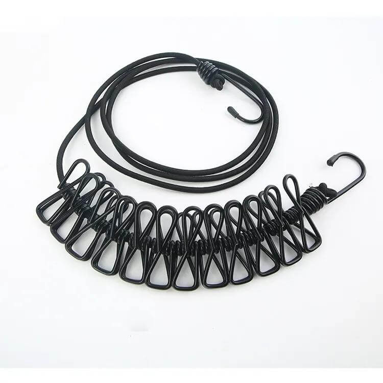 Clothesline Stretchable Drying Rope with Twelve Clips - CADIEL