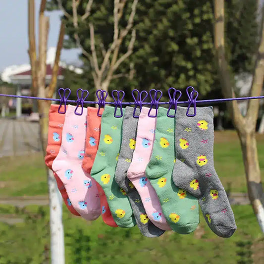 Clothesline Stretchable Drying Rope with Twelve Clips - CADIEL