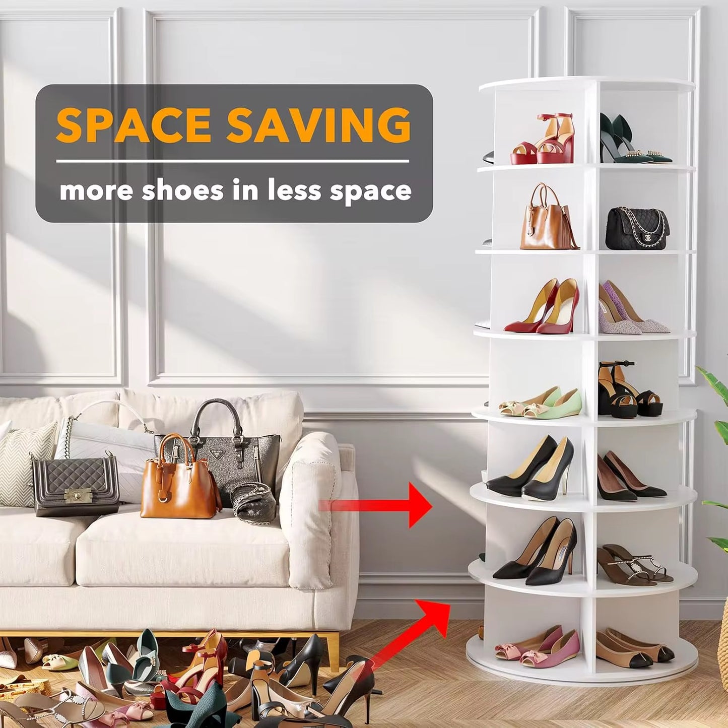 Rotating Shoes and Bags Organizer