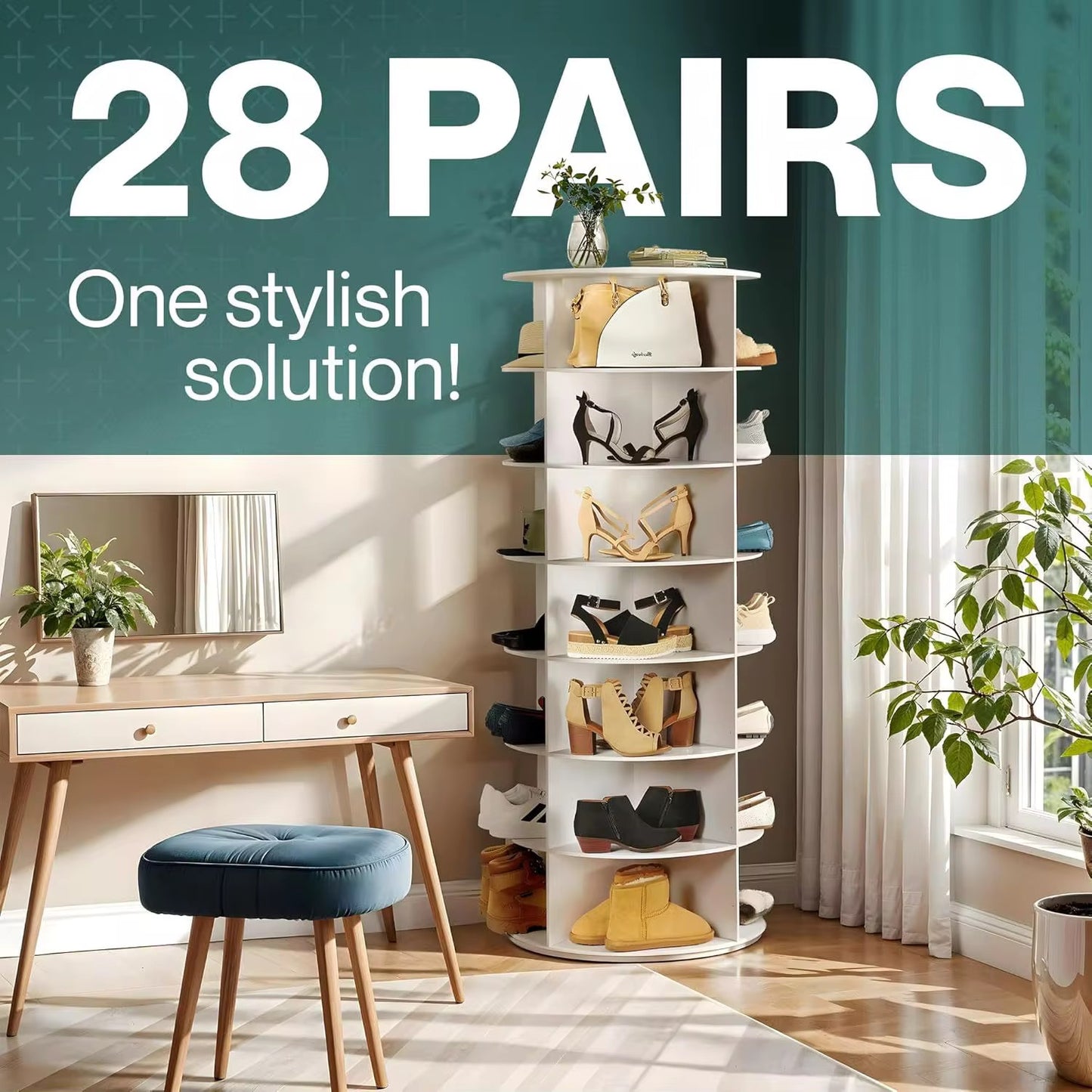 Rotating Shoes and Bags Organizer