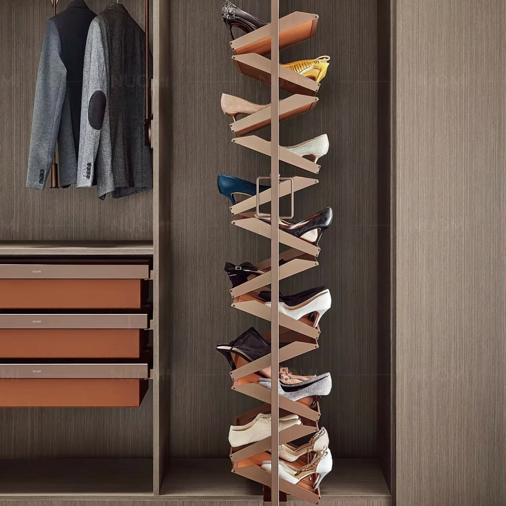 Rotating Shoe Rack with Sensor Light