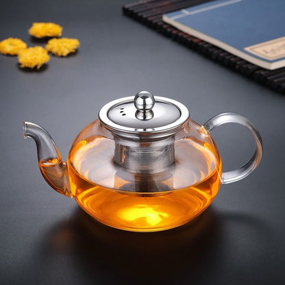 Glass Teapot with Strainer and Tea Cups - CADIEL