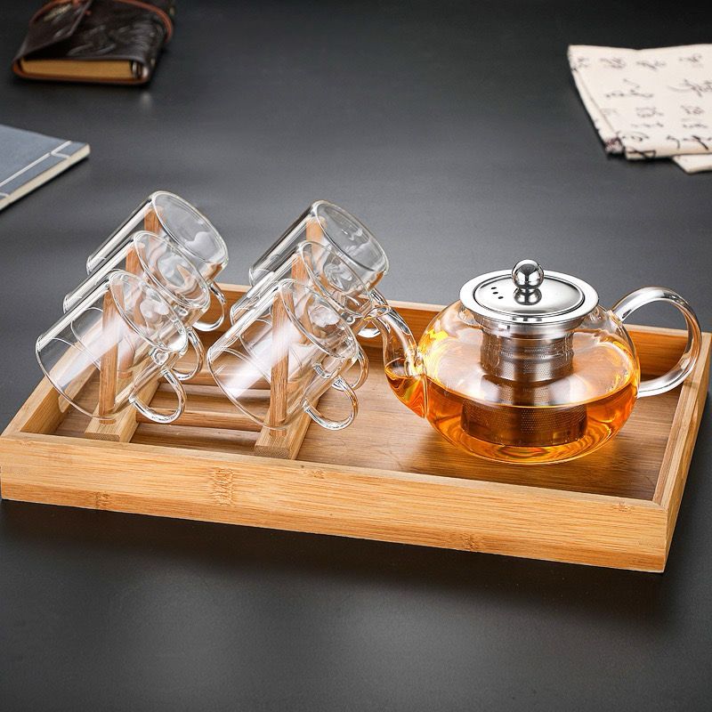 Glass Teapot with Strainer and Tea Cups - CADIEL