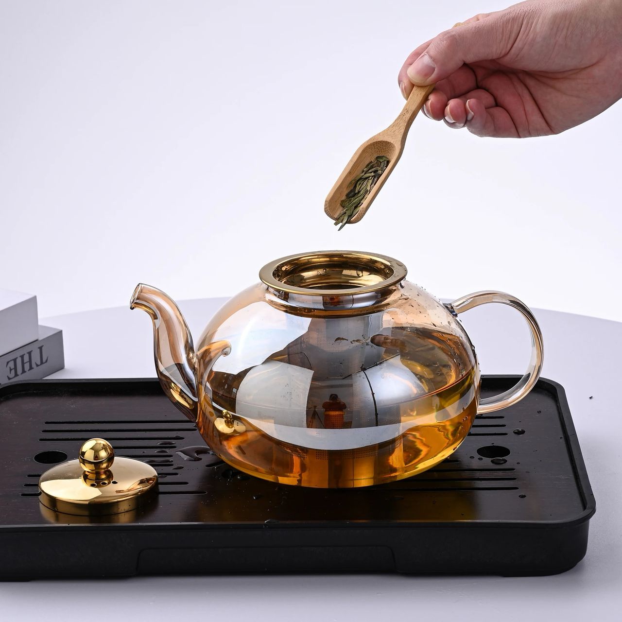 Glass Teapot with Strainer and Tea Cups - CADIEL