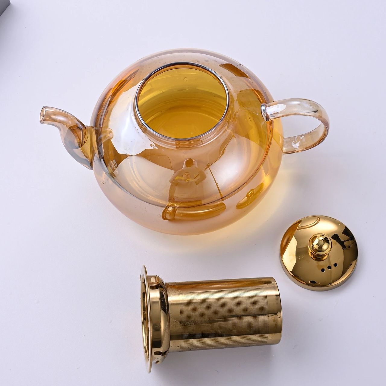 Glass Teapot with Strainer and Tea Cups - CADIEL