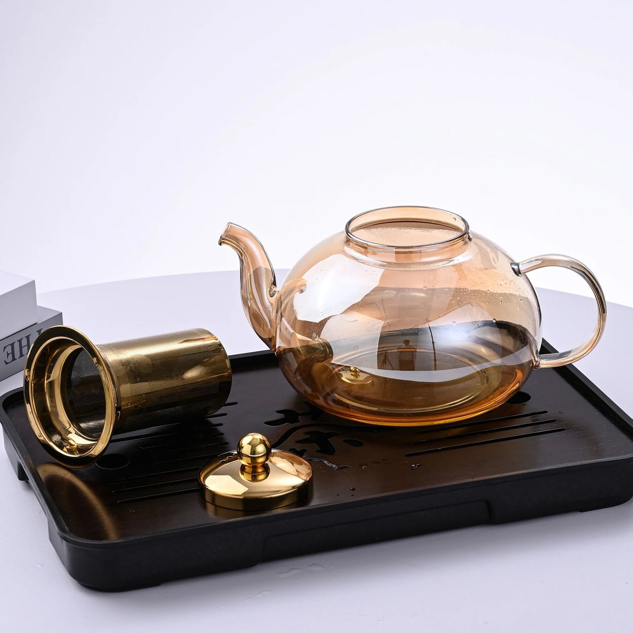 Glass Teapot with Strainer and Tea Cups - CADIEL