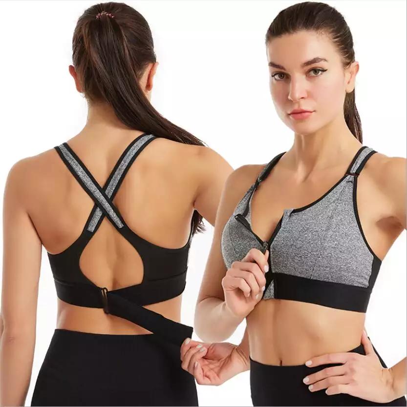 Front Zipper Adjustable Straps Sports Bra.